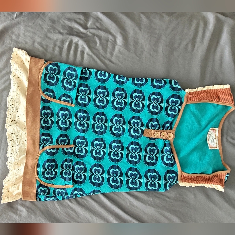 Source Unknown Blue and Brown Floral Mini Dress